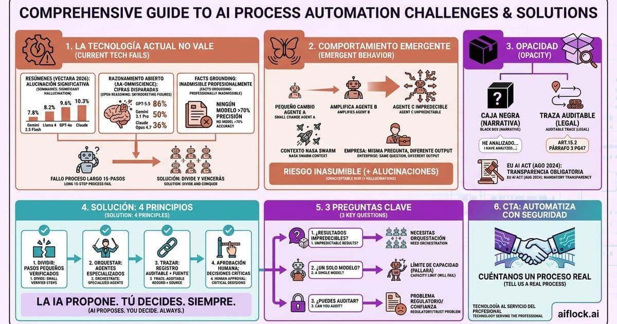 Arquitectura multiagente con Human-in-the-Loop que elimina alucinaciones — ilustración editorial