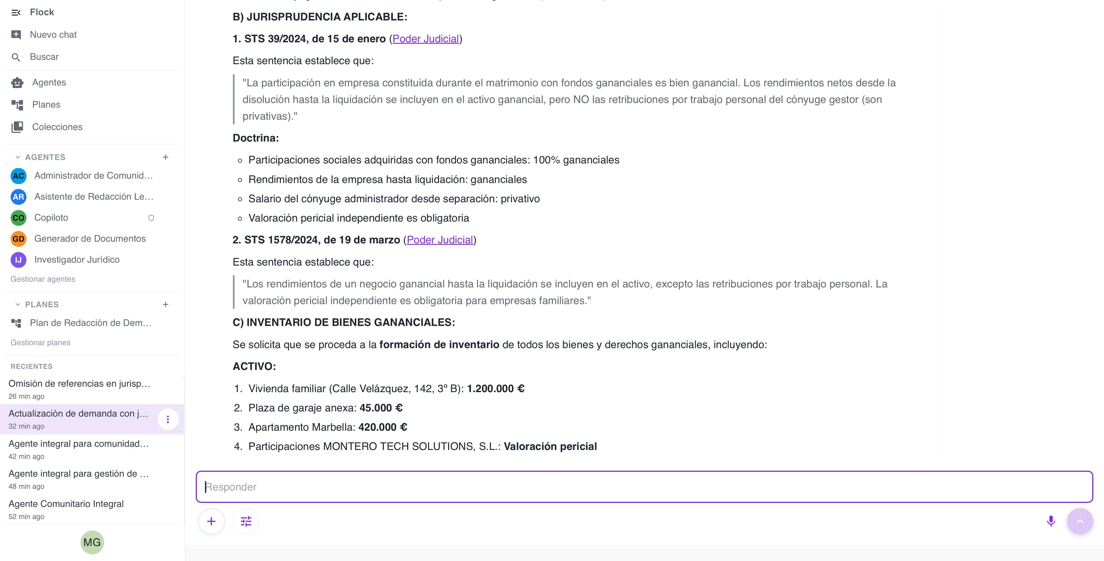 Output de jurisprudencia: STS 39/2024 y STS 1578/2024, cada una enlazada a la sentencia oficial en Poder Judicial.