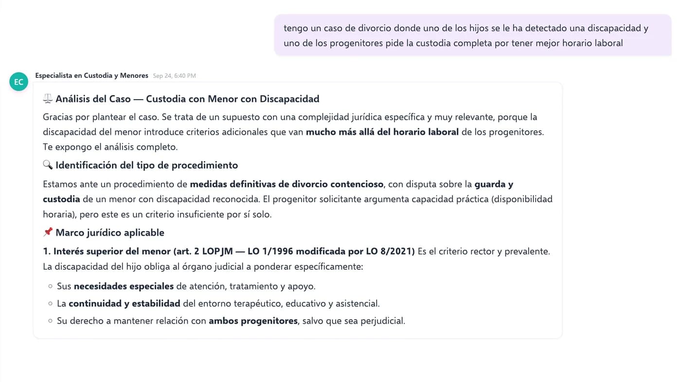 Respuesta del agente de familia sin resumen ejecutivo