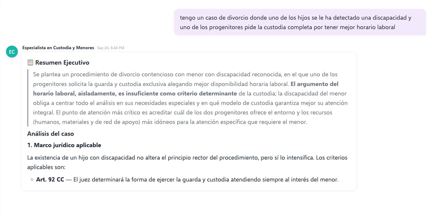 La misma consulta con resumen ejecutivo al inicio